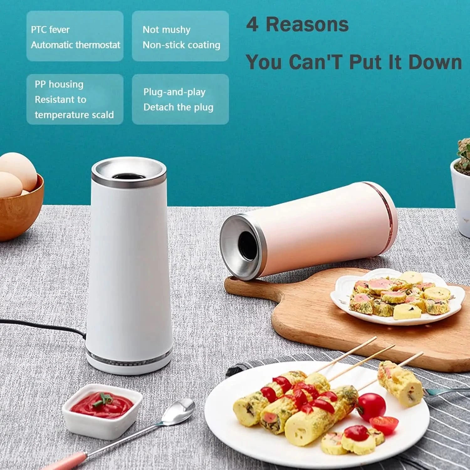 Vertical Non-Stick Simple Quick Egg Cooker, Automatic Egg Roll Machine, Breakfast Sandwich Maker, Hot Dog Master Rapid Sausage B - M & M Global
