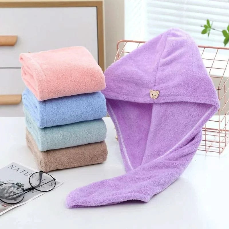 Dry Hair Cap Sports Towel Fiber Super Fine Adult Bath Towel Towels Bathroom Soft Turban for Hair Drying Miss Serviettes Face Wet - M & M Global