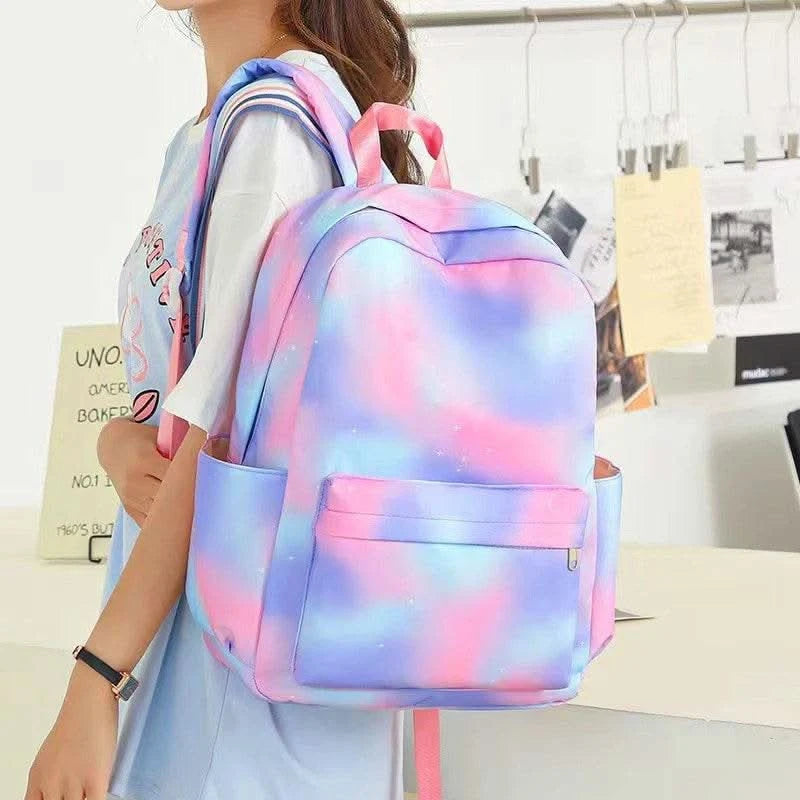 3Pcs Lilo Stitch Colorful Backpack Set With Tote and Pouch Large Capacity Lightweight And Breathable Outdoor Knapsack - M & M Global