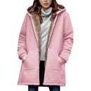 2025wish Women's Fleece Lined Hoodie Pure Color Long Sleeve Zipper Closure Comfortable Fit Sweatshirt for Autumn And Winter