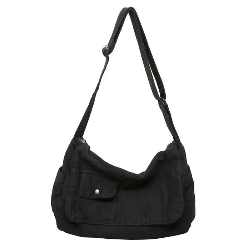 Casual Canvas Messenger Bag Versatile Flip Large Capacity Shoulder Book Bag For Student Adjustable Crossbody Bag For Men Women - M & M Global