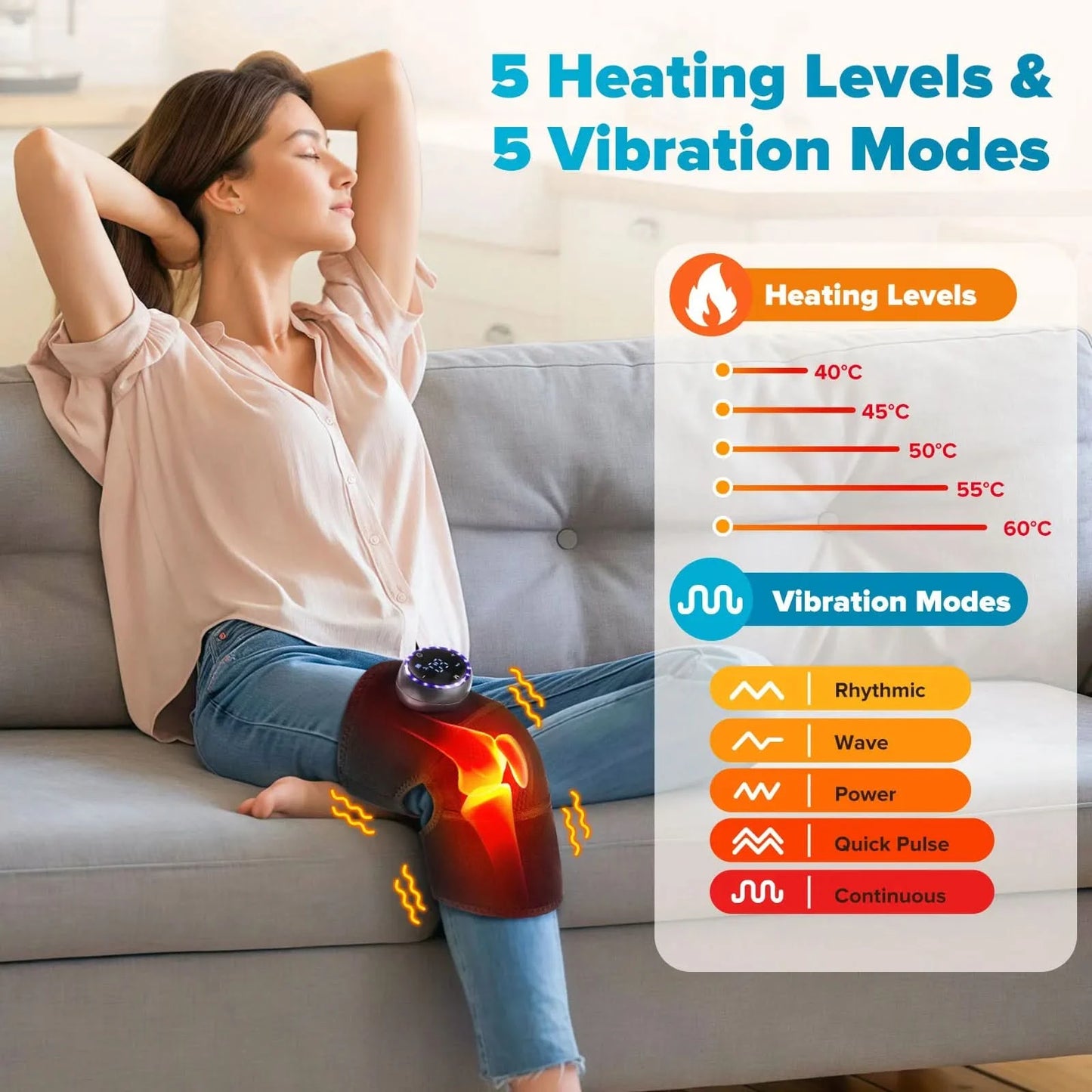 Heating Massage Knee Pad Shoulder Elbow Smart Vibration Hot Compress Protemote Blood Circulation Muscle Relax Joint Massager - M & M Global