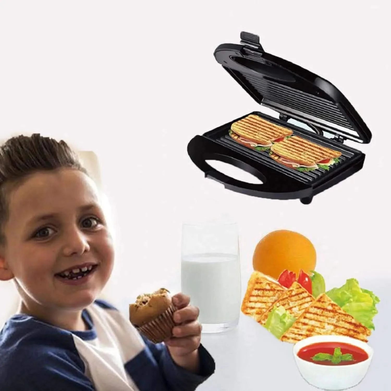 Sandwich Maker，Waffle Maker ， Electric Sandwich Maker ， Grill Panini Non Stick Pan Waffle Toaster Cake Breakfast Machine ， Barbe - M & M Global