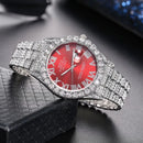 Hip Hop Iced Out Men Watch Full AAA Rhinestone Around Luxury Quartz Watches Round Clock Unisex Wrist Watch Gift For Boyfriend - M & M Global