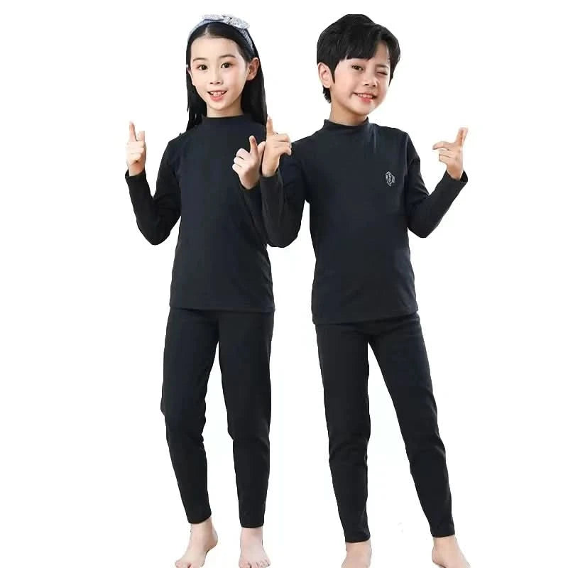 Autumn Winter Thermal Underwear Suit Girls Clothing Sets Boys Pajama Sets Baby No Trace Warm Sleepwear Candy Colors Kids Clothes - M & M Global