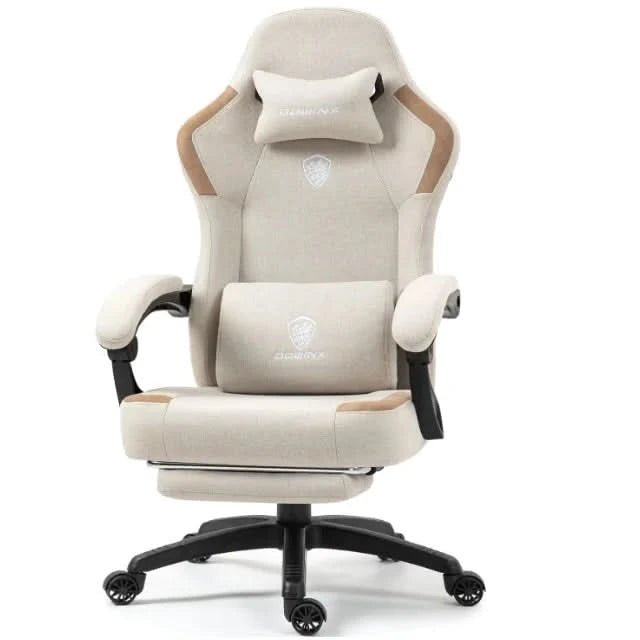 Dowinx Fabric Gaming Chair with Pocket Spring Cushion,Breathable Computer Chair with Massage Lumbar Support and Footrest
