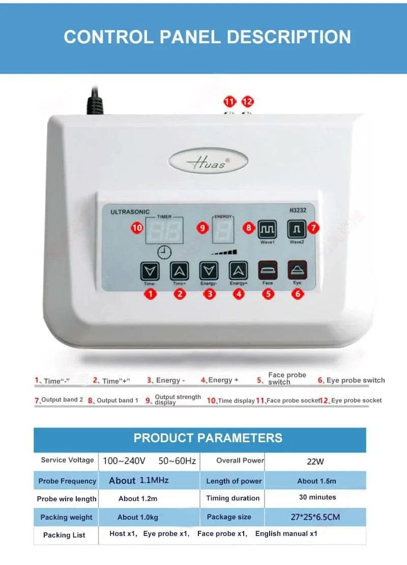 Anti Aging Ultrasonic Machine Ultrasound Facial Massager Body Eye Face Massage Tightens Skin Deep Cleaning Skincare Beauty Tools - M & M Global