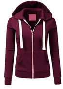 2025 Autumn/Winter New Women Solid Color Fashion Hoodie Long Sleeve Zipper Pocket with Label Outdoor Sports Jogging Clothing