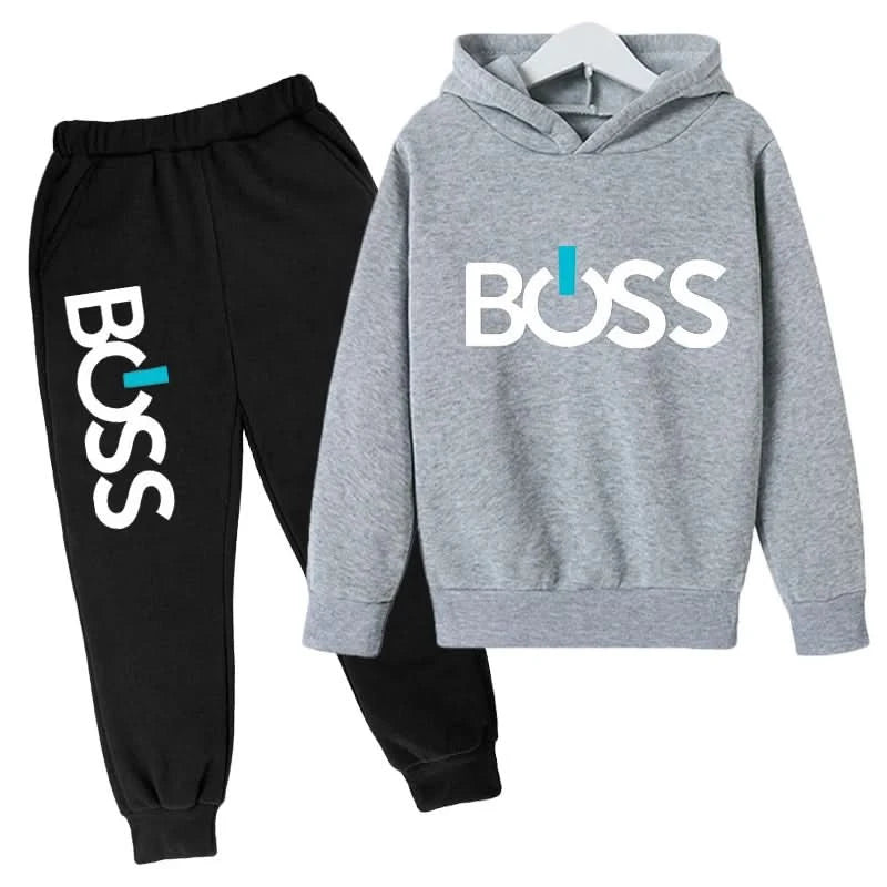 Spring Autumn Boys Girls Casual Fashion Print Pullover Long Sleeve Hoodie Tops+Pants Tracksuit 4-14 Years Children's Clothes - M & M Global