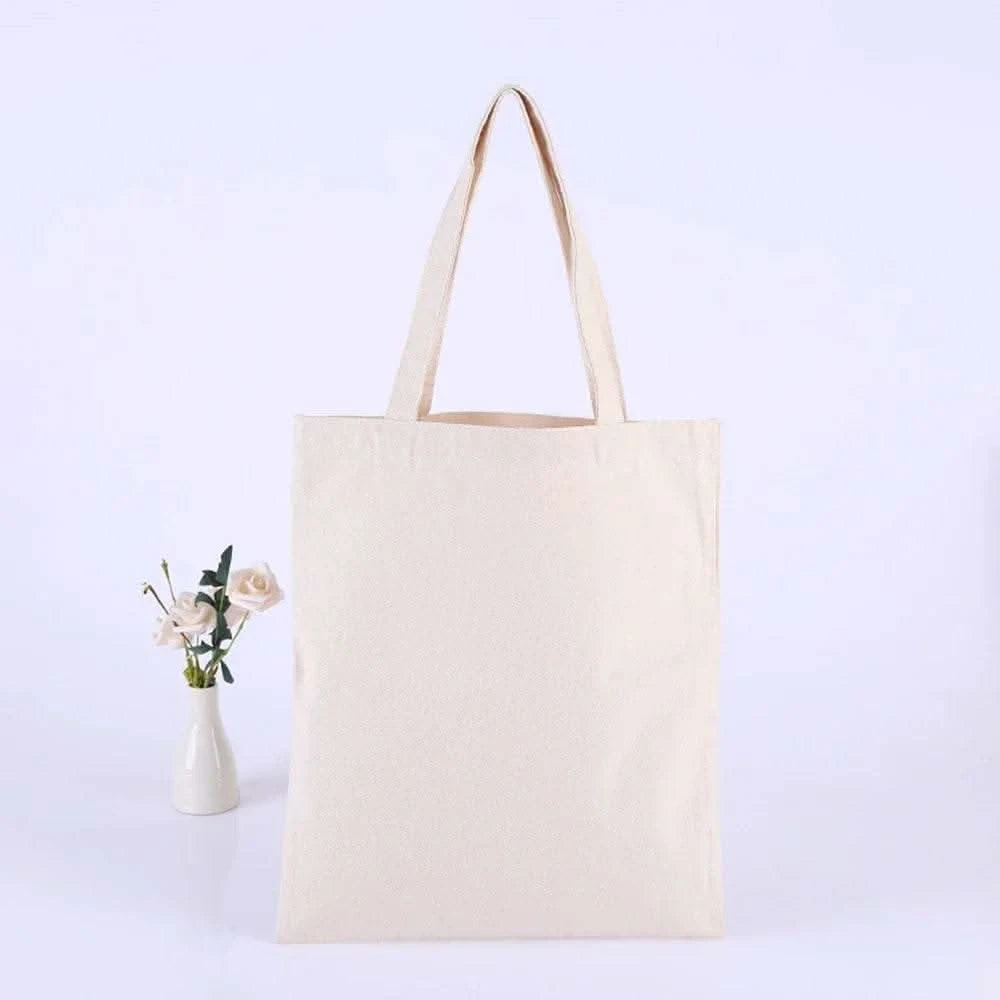 5 Pieces Set Blank Canvas Shopping Bags Reusable Foldable Casual Daily Shoulder Tote Handbag For Personalized Logo & Name Custom - M & M Global