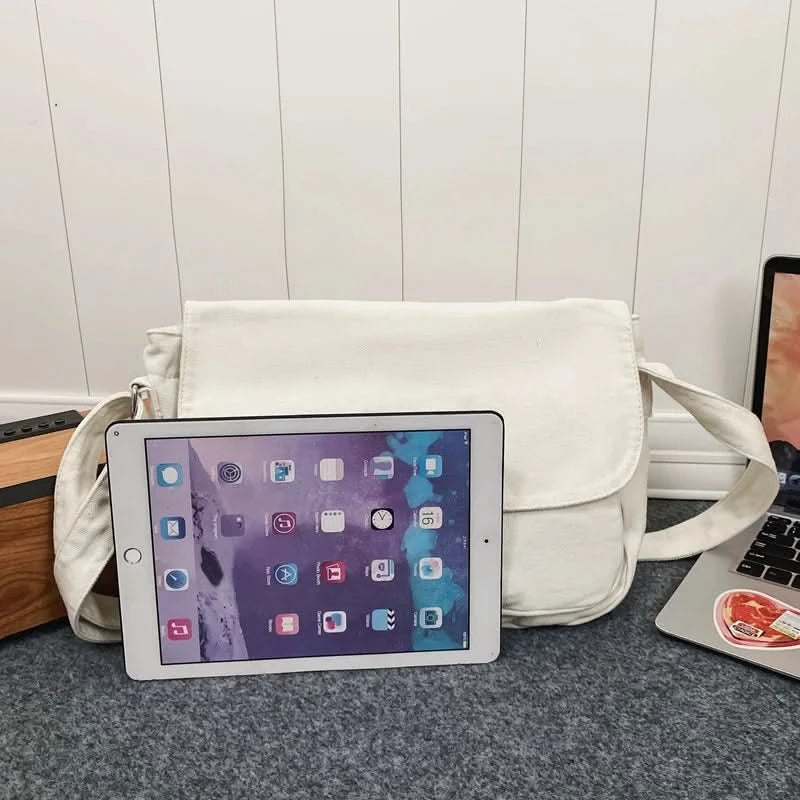 High Quality Canvas Handbag Shoulder Bags Large Capacity Crossbody Bags For Women Simple Casual Messenger Bag Student School Bag - M & M Global