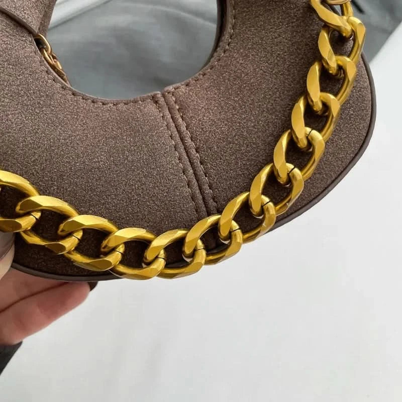 Mini Semicircle Saddle Crossbody Bag For Women Luxury Lemon Color Handbag Half Moon Bag Fashion Chain Lady Cross Body Bag - M & M Global