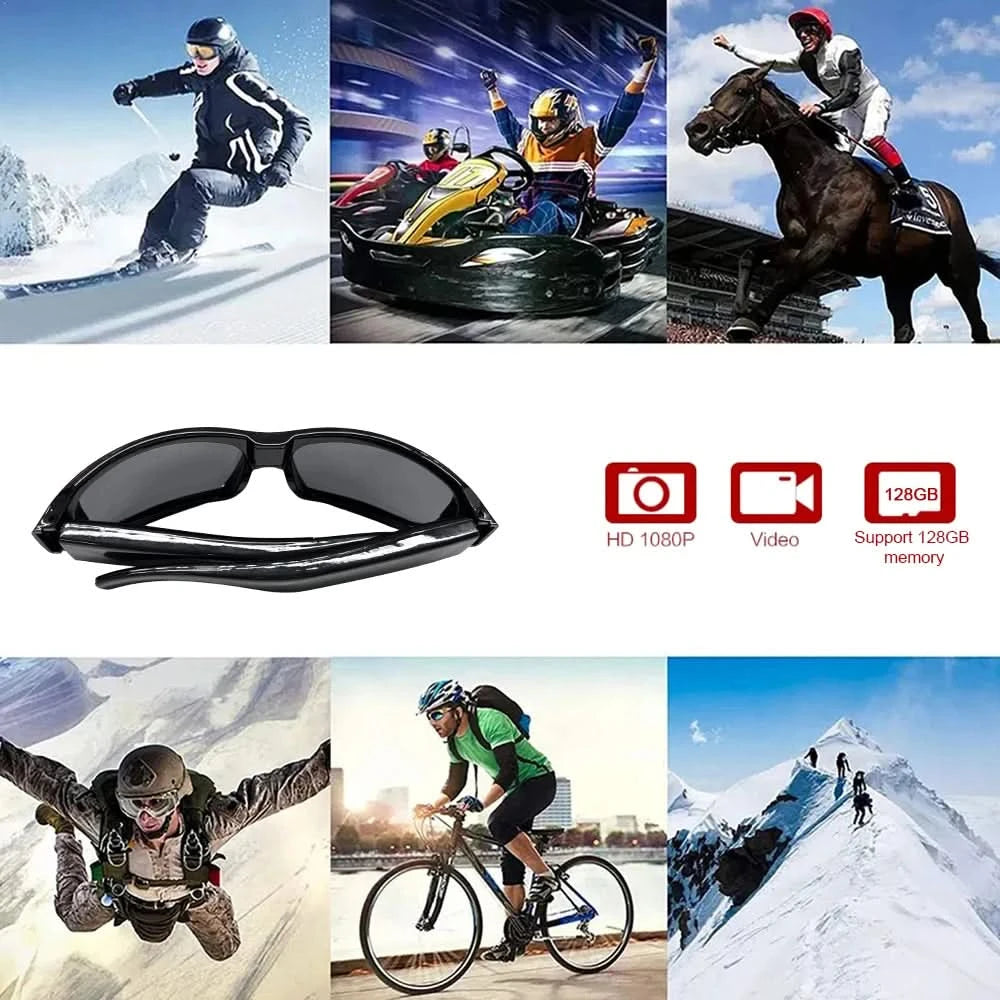 Portable 1080P HD Mini Glasses Camera Video Recorder Wearable Sunglasses Camera Outdoor Sports DV DVR Surveillance Camcorder - M & M Global