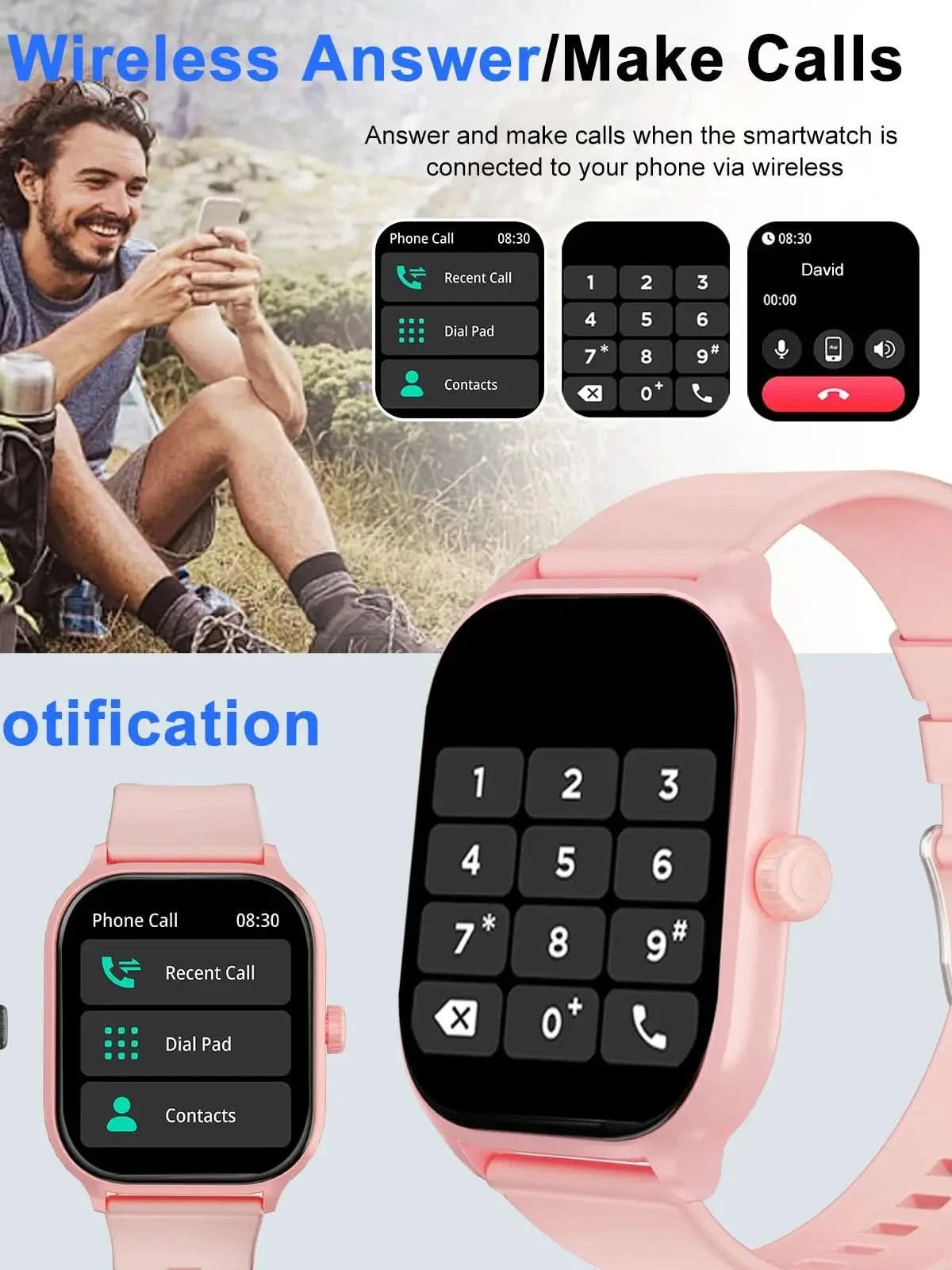 Smartwatch, Multi-Sport Mode for Men and Women, Sports Tracking, Compatible with IPhone/Andriod