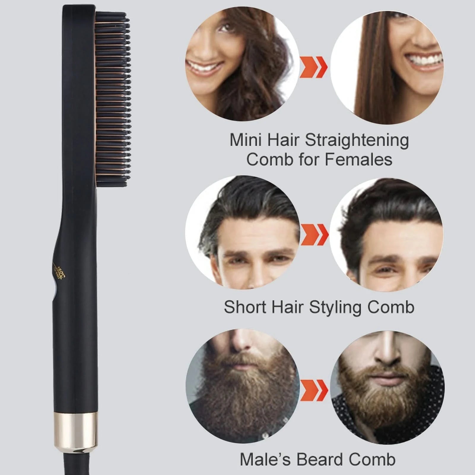 Electric Beard Straightening Comb Multifunctional Beard Straightener Brush Hair Styling Tool for Men - M & M Global