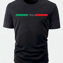 Summer men's 100% cotton casual loose oversized Italia print round neck short sleeved T-shirt top   Clothes Oversized T Shirt - M & M Global