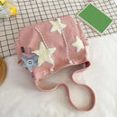 Women Star Pattern Corduroy Crossbody Bag Casual Tote Lady Fashion Large Capacity Shoulder Bag Girl Travel Messenger Bag Handbag - M & M Global