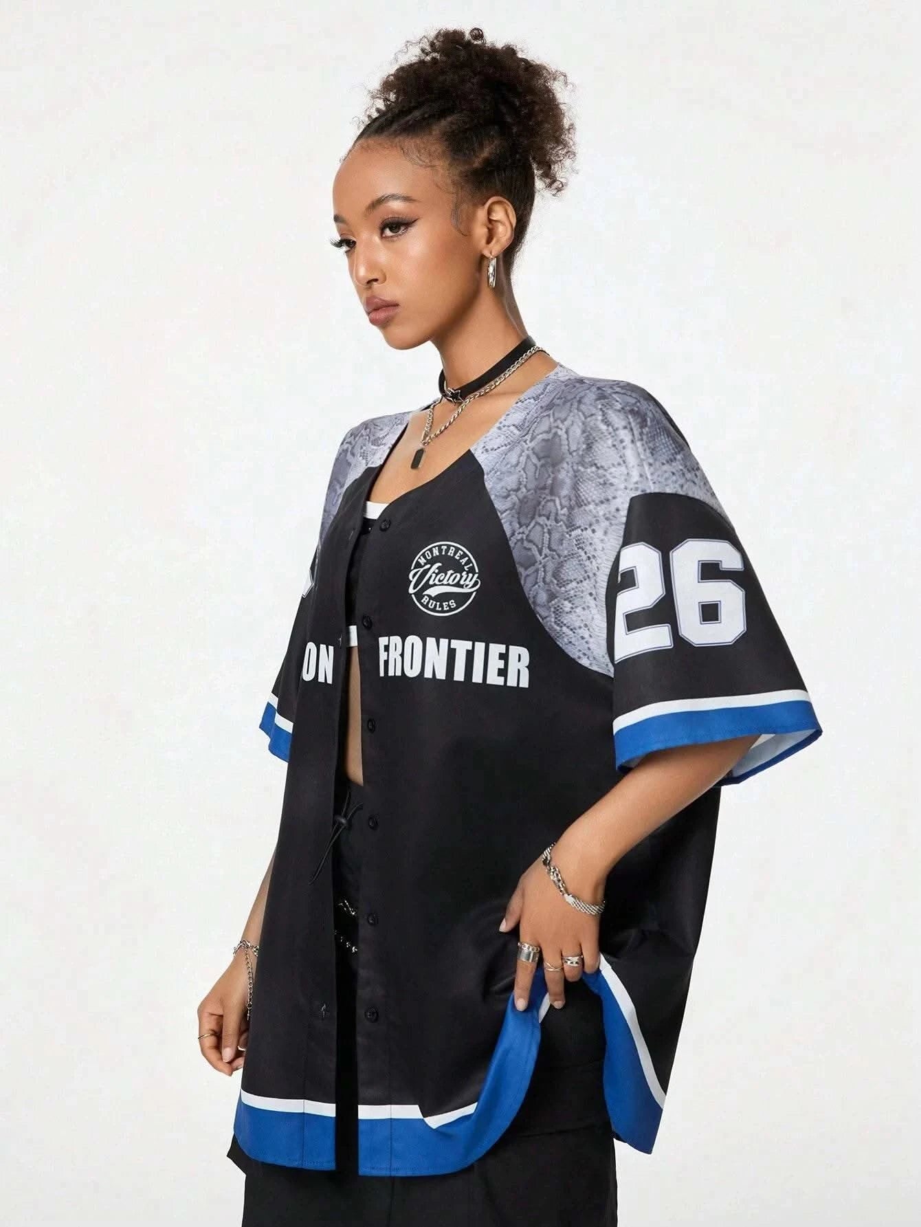 Boston Printed 2024 Summer Oversize Blouse Women Streetwear Baseball Shirt Cool Hip Hop America Half Sleeve Button Up Tops - M & M Global