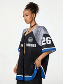 Boston Printed 2024 Summer Oversize Blouse Women Streetwear Baseball Shirt Cool Hip Hop America Half Sleeve Button Up Tops - M & M Global