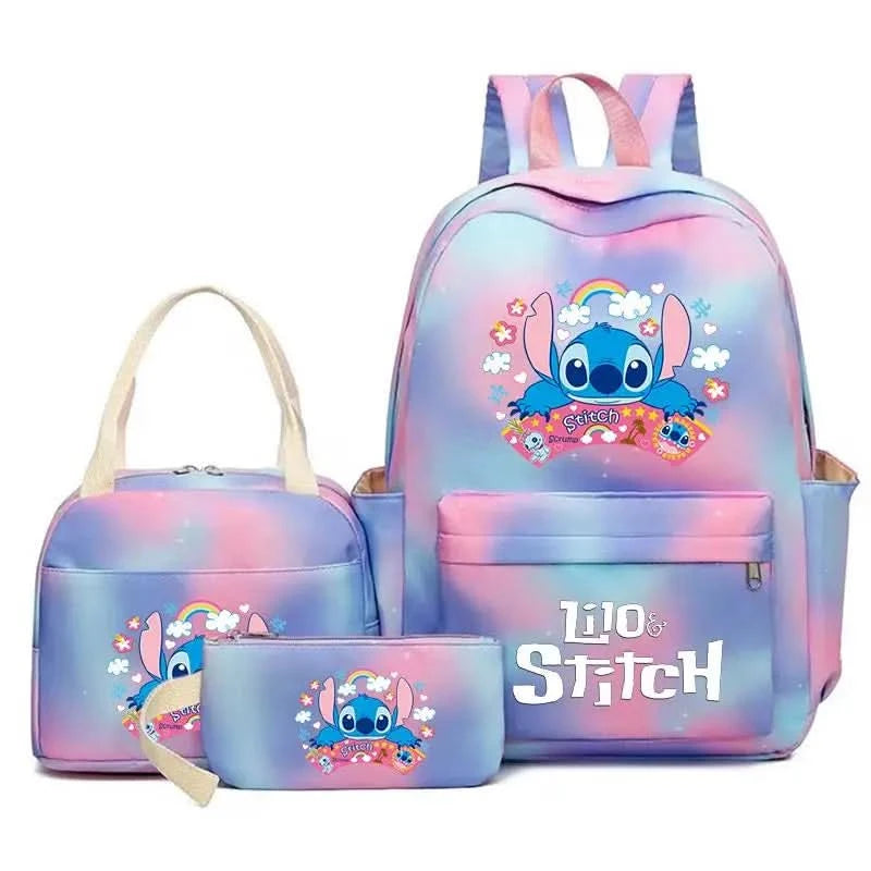 3Pcs Lilo Stitch Colorful Backpack Set With Tote and Pouch Large Capacity Lightweight And Breathable Outdoor Knapsack - M & M Global