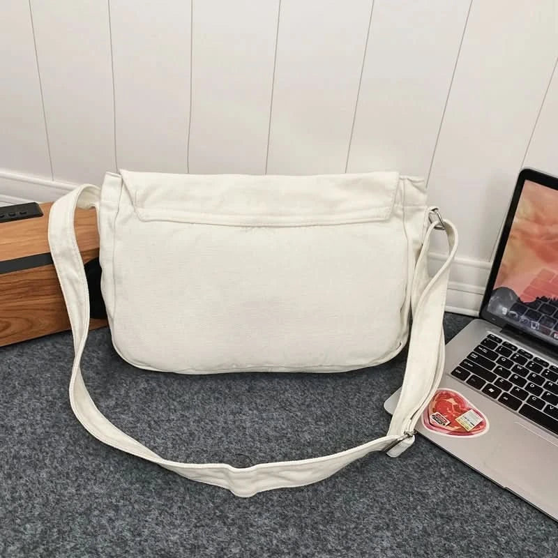 High Quality Canvas Handbag Shoulder Bags Large Capacity Crossbody Bags For Women Simple Casual Messenger Bag Student School Bag - M & M Global