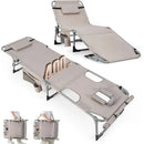 Tanning Chair, 400LBS Beach Lounge with Face Arm Hole & Hand Shoulder Strap, Folding Layout Sunbathing Chair, Face Down Outdoor