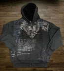 Y2K New American Fashion Trend Joker Pattern Printed Fur Collar Zipper Hoodie Women Street Casual Loose Fleece Padded Sweatshirt