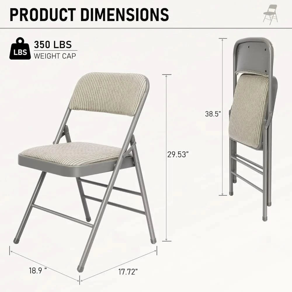 6 Pack Folding Chairs, Fabric Dining Chair Set with Padded Cushion, Indoor Outdoor Folding Chairs Seat for Home Office Events