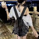 High Quality Korean Style Backpacks Drawstring Design Large Capacity Casual Bookbags Soft Flat Stripe Tote Bags - M & M Global