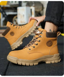Mens Puncture-Proof Steel Toe Safety Boots Oil & Slip-Resistant Industrial Shoe Outdoor Work Shoes for Mechanics & Construction