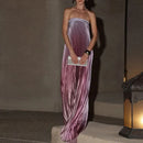 Elegant Sleeveless Off Shoulder Gradient Long Dress Women's Fashion Backless Folds Gala Gowns New Female Irregular Evening Dress - M & M Global