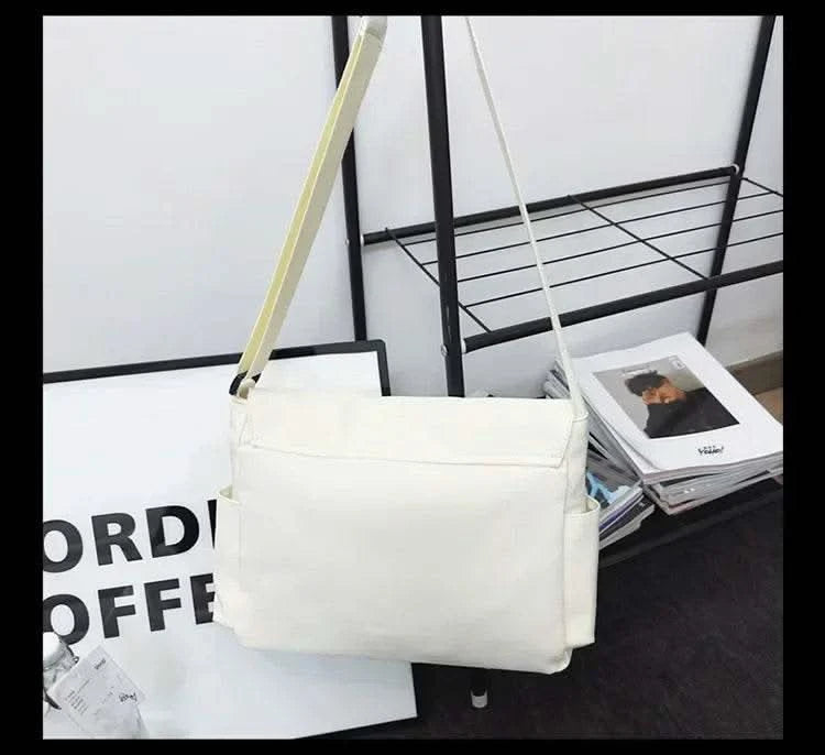 Collage Student School Bags Women&Men Unisex Crossbody Bags Multipockets Messenger Bag Simple Nylon Shoulder Bag - M & M Global
