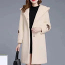 Lamb Fur Double-Sided Velvet Coat Women's Korean Embroidered Thickened Mid-Length Woolen Windbreaker Autumn Winter New Arrival