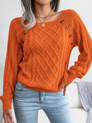 Women Casual Square Collar Buttons Long Sleeve Knitted Pullover Sweaters for Autumn Winter 2026