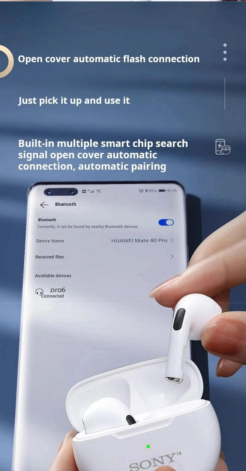 Sony Earphone TWS 9D HIFI Headset Bluetooth Music Earbuds For IPhone Xiaomi IOS Android Wireless Pods Headphones With Mic Cable