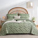7 Pcs solid color tufted quilt set, microfiber soft and lightweight, durable and easy to wash bedding set , for all seasons