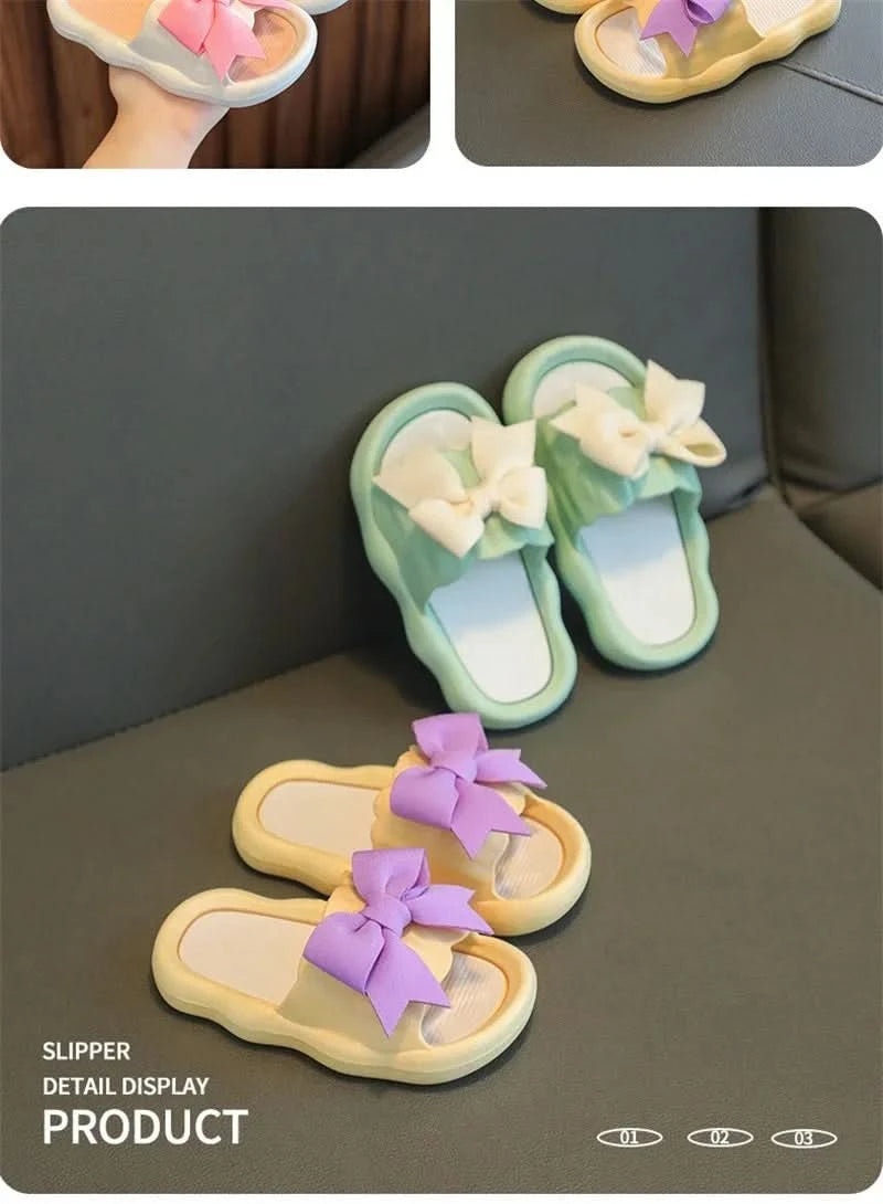 Summer New Kids Home Shoes Anti Slip Soft Sole Girls Bath Slipper Cartoon Cute Flower Bow Princess Slippers Children Beach Shoes - M & M Global