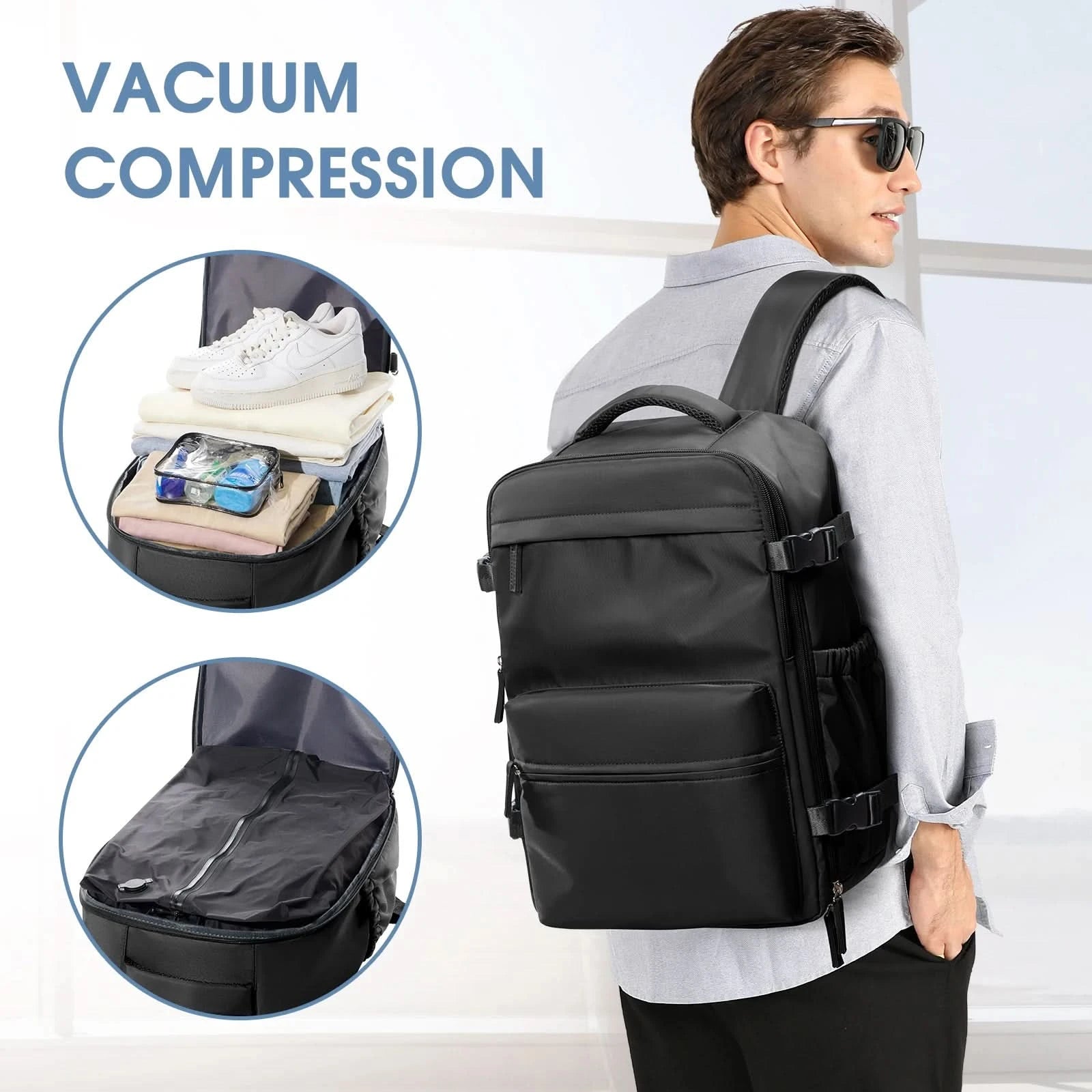 Vacuum Backpack Travel Bag for Men Large Capacity airback Backpack Business Laptop Backpack Women Expandable Backpack School Bag - M & M Global