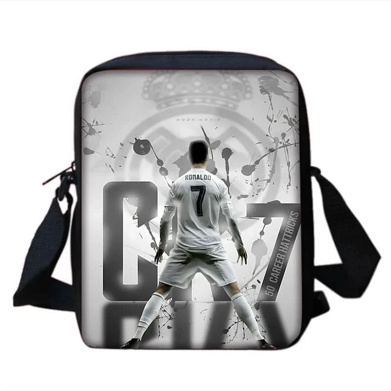 pcs set Football CR7 Star Child School Backpack with Lunch Bags Pencil Bags School Bags for R-Ronaldos Boys Girls Best Gift - M & M Global