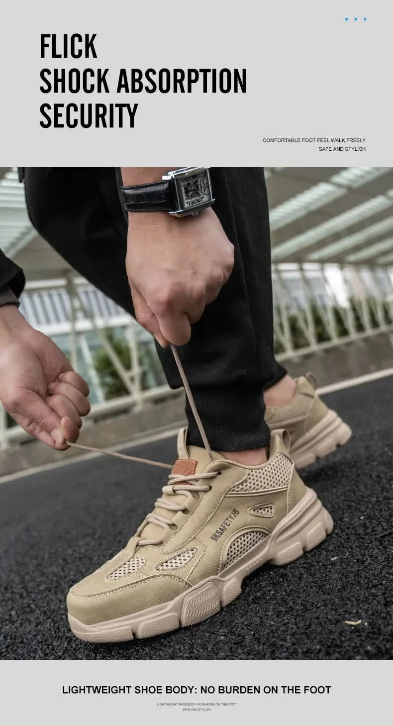 Men Work Sneakers Protective Shoes Safety Industrial Puncture-Proof Anti-smash Steel Toe Shoes Breathable Construction Work Shoe