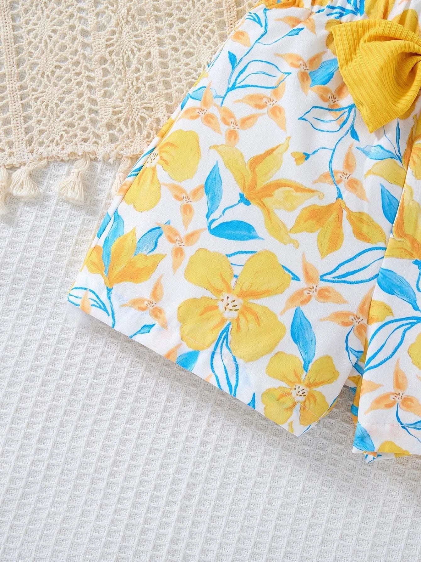 2025 Newborn Girl Baby Summer Sling Sleeveless Cotton Casual Daily Big Bow Print Baby Clothing Set - M & M Global