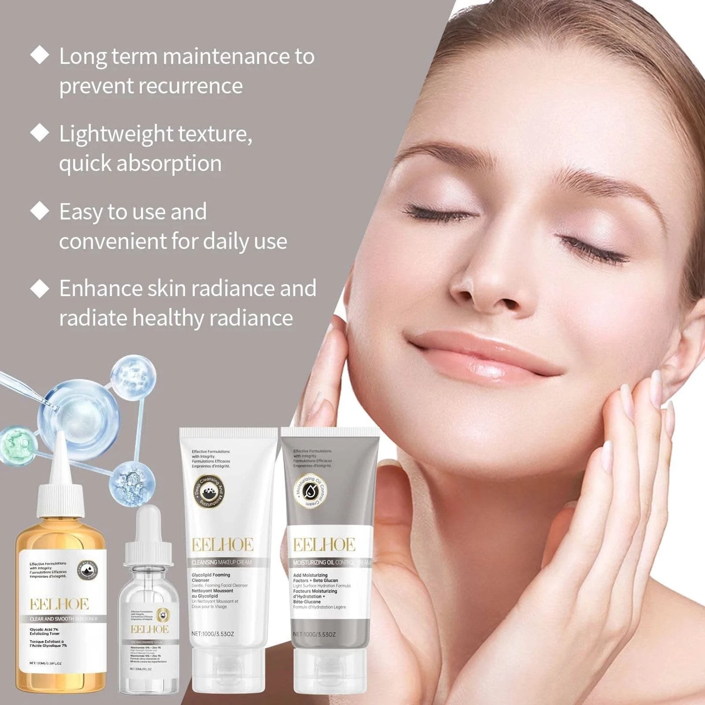 Acne Care Kit Brightening Skin Tone Fade Acne Scars Improving Skin Texture Deeply Moisturizing The Skin Facial Skincare Products - M & M Global