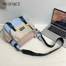 Unisex Student Messenger Bag Large Capacity Leisure Sling Bag Contrast Color Nylon Satchel Bag for College Travel Business - M & M Global
