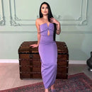 Tossy Tee Bow Off-Shoulder Slim Long Dress For Women Patchwork Fashion Elegant Hollow Out Backless Clothes Female Party Dress - M & M Global