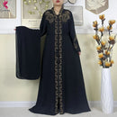 New Muslim Abayas For Women Long Sleeved Dress Dubai Lady Elegant Long Dress Islam Clothing African Abaya Loose Robe With Turban - M & M Global