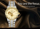 LONGLUX Men automatic mechanical watch elegant luxury watches waterproof skeleton business wholesale stainless steel gift watch - M & M Global