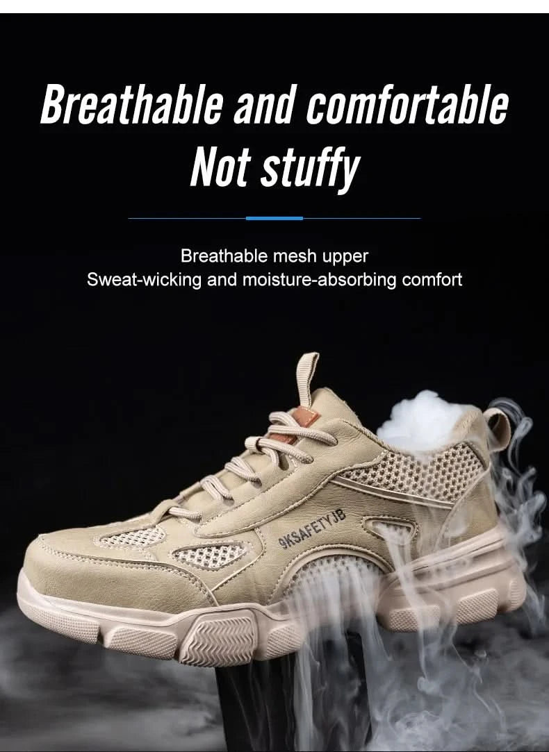 Men Work Sneakers Protective Shoes Safety Industrial Puncture-Proof Anti-smash Steel Toe Shoes Breathable Construction Work Shoe
