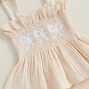 Adorable Toddler Girl Sleeveless Top and Shorts Set with Cute Bow Embroidery Detail - Summer Outfit for Little Princesses - M & M Global