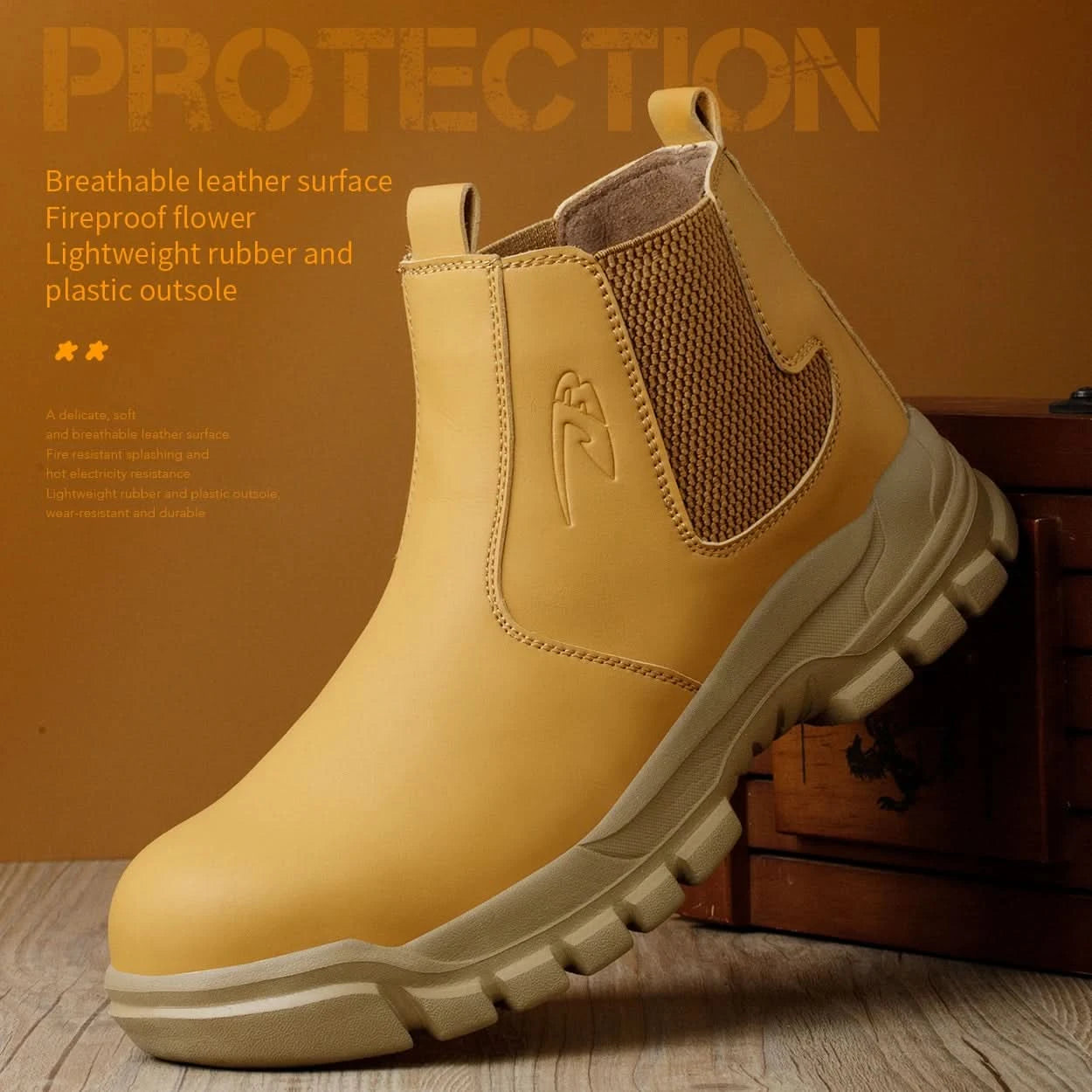 Waterproof Men's Safety Work Boots Steel Toe Shoes Anti Impact And Anti-Puncture Outdoor Adventure Hiking Protective Boots