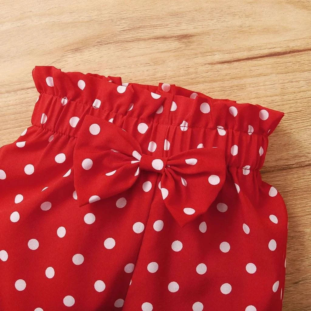 Baby Girl 0-18 Months 3PCS Clothing Set Love Short Sleeve Romper+Polka Dot Shorts+Headband Summer Daily Casual Newborn Baby Girl - M & M Global